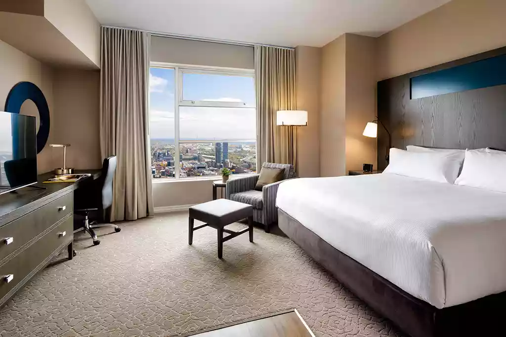 Beautiful view of the city from your bedroom at 1 King West.